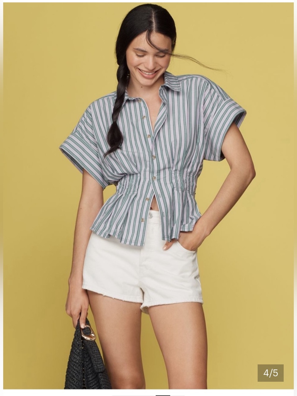 Bobbie Short Sleeve Fitted Waist Blouse by Pilcro - Picture 4 of 9